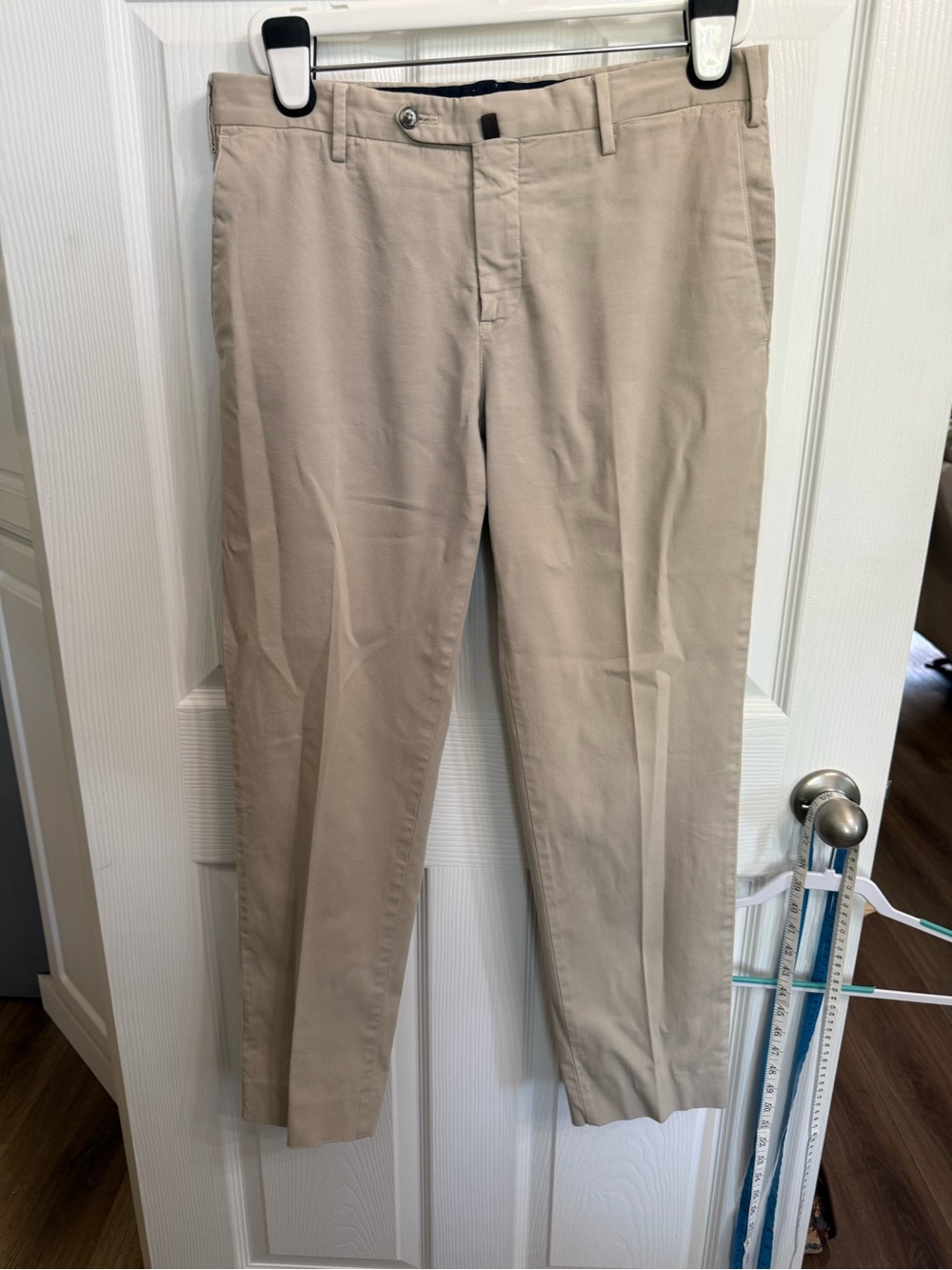 PT01 Pants Beige Men Chino Mid Waist Straight Dress Trouser IT50/ 34x30” Cotton